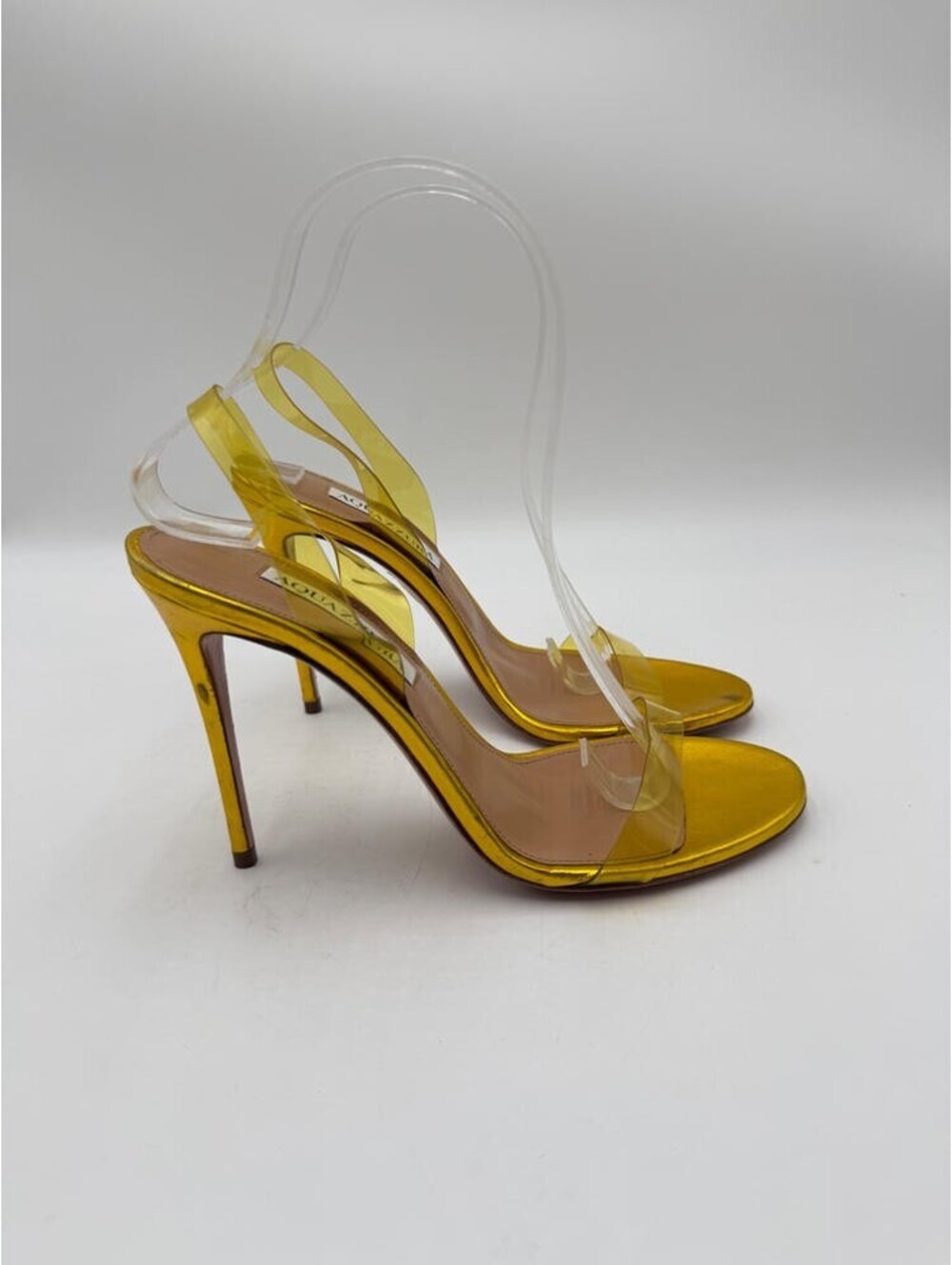 Women’s Aquazzura So Nude Plexi PVC Slingback Sandals Yellow Size 37.5
